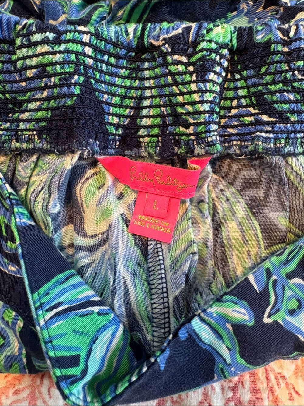 Lilly Pulitzer Navy Blue Green Tropical Print Skirt - Picture 4 of 4